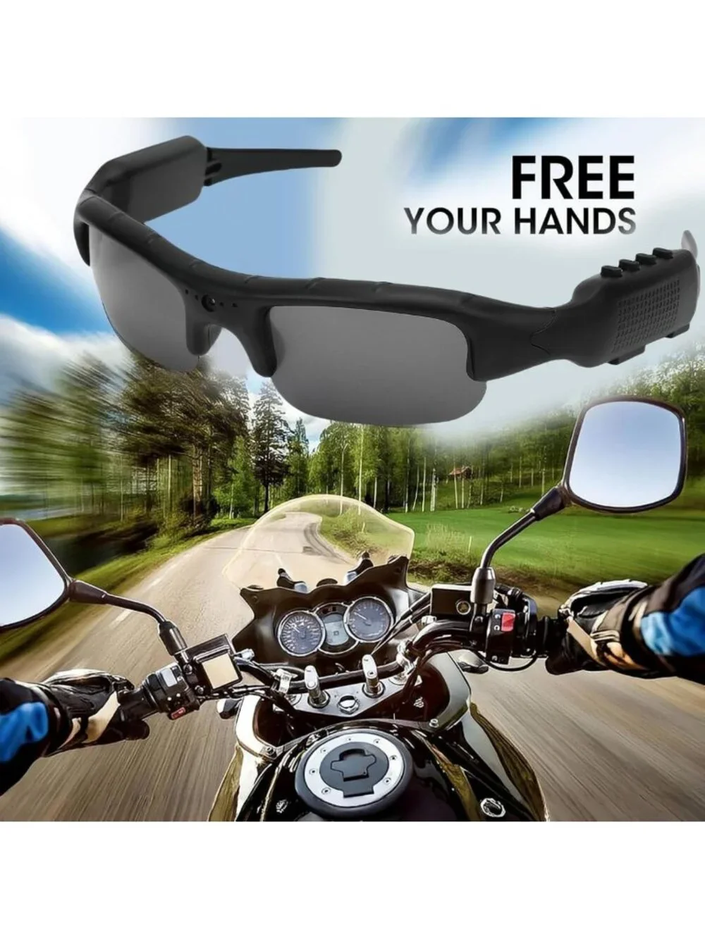 Smart Glasses with Camera, 1080P HD Video Recording, Bluetooth Audio, Polarized